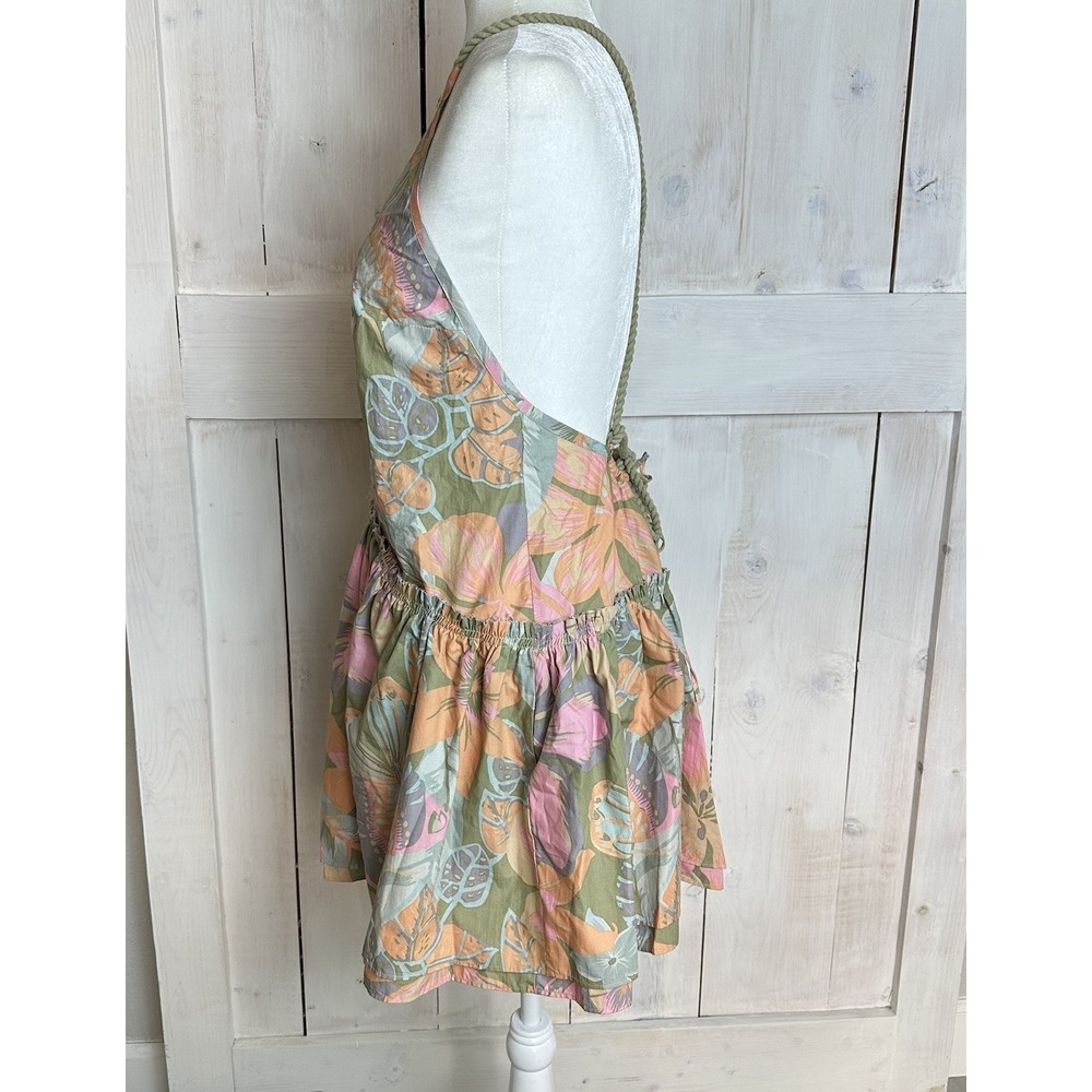Free People Deserted Island Mini Dress Size Small Open Back Rope Strap Floral - Picture 6 of 12